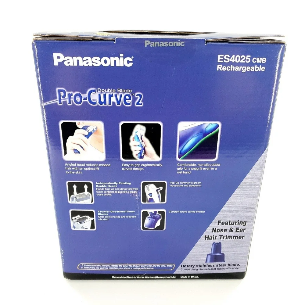 Panasonic ES4025 Wet/Dry Rechargeable Shaver w/ Nose & Ear Trimmer New Sealed